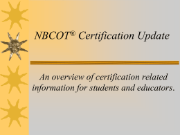 NBCOT Certification Update