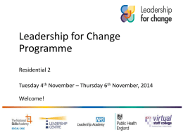Leadership for Change Programme Learning coordinator