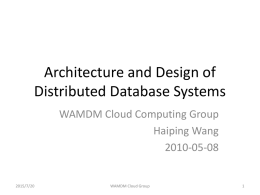 幻灯片 1 - Home, WAMDM, Database Group at Renmin