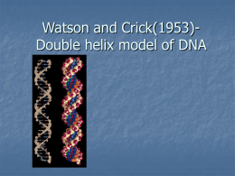 Watson and Crick(1953)- Double helix model of DNA