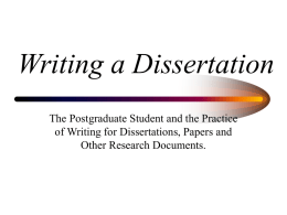 Writing a Dissertation - DCU School of Computing