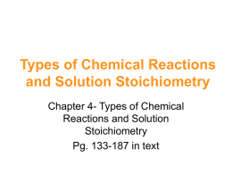 Types of Chemical Reactions and Solution Stoichiometry