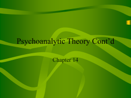 Psychoanalytic Theory Cont’d