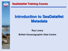 Introduction to SeaDataNet Metadata