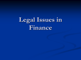Legal Issues in Finance