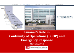 Finance’s Role in Continuity of Operations (COOP) and