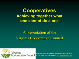 Virginia's Tobacco Economy - Virginia Cooperative Council
