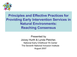 III. The primary role of the service provider in early