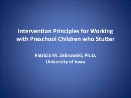 Intervention Principles for Working with Preschool
