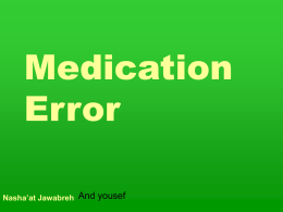 Medication Error - Bethlehem University