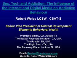 Sex, Tech and Addiction: The Influence of the Internet and