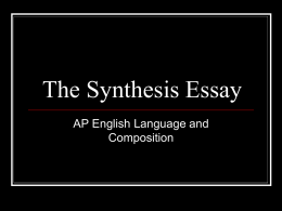 The Synthesis Essay - El Dorado High School