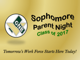 Sophomore Parent Night Class of 2016