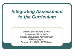 Integrating Assessment into the Curriculum