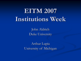 EITM 2005 Institutions Week