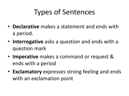 Types of Sentences - St. John the Beloved School
