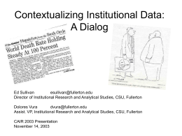 Contextualizing Institutional Data: A Dialog