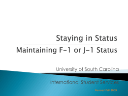 Staying in Status - University of South Carolina