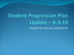 Student Progression Plan Update