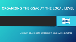 ORGANIZING THE GGAC AT THE LOCAL LEVEL