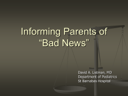 Informing Parents of Bad News