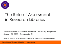 Role of Assessment in Research Libraries