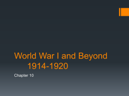 World War I and Beyond 1914-1920