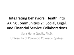 Integrating Behavioral Health into Aging Communities 2