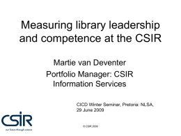 Measuring the quality of our service to the CSIR