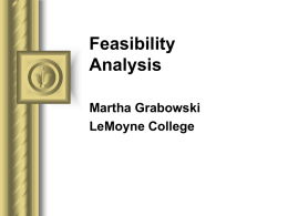 Feasibility Analysis OH's, Whitten Ch. 9