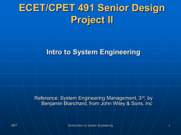 Introd to System Engineering