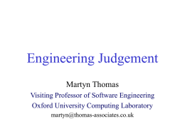 Engineering Judgement - Martyn Thomas Associates