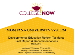Developmental Education Reform Taskforce Progress Report