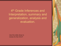 4th Grade Inferences and Interpretation, summary and