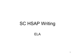 HSAP Writing - Allendale County Schools / Homepage