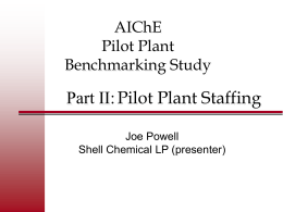 AIChE Benchmarking Pilot Plant Staffing
