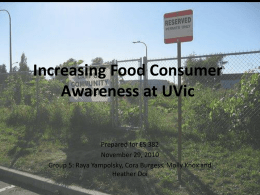 Increasing Food Consumer Awareness at UVic