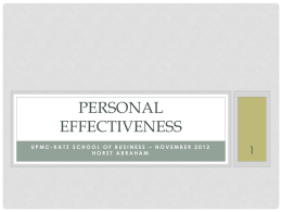 Personal Effectiveness - University of Pittsburgh