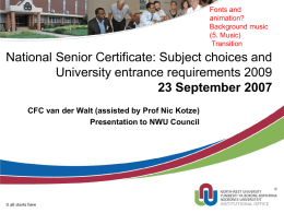 National Senior Certificate: Subject choices and