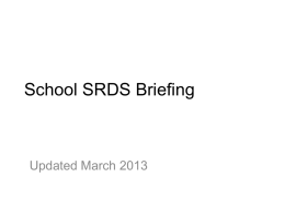 SRDS Reviewers Briefing - School of Earth and Environment