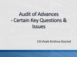 Practical issues on Audit of Advances