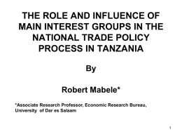 THE ROLE AND INFLUENCE OF MAIN INTEREST GROUPS IN …