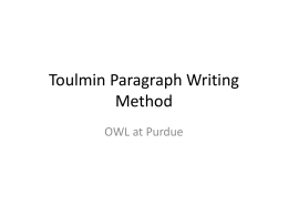 Toulmin Paragraph Writing Method