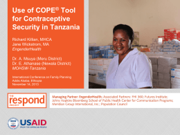 COPE for Contraceptive Security (CS) at the Last Mile in