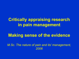 Critically appraising research in pain management