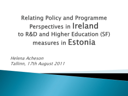 Relating Policy and Programme Perspectives in Ireland to R