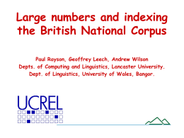 Large numbers and indexing the British National Corpus