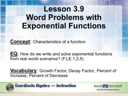 Lesson 3.8 Solving Problems Involving Exponential Functions