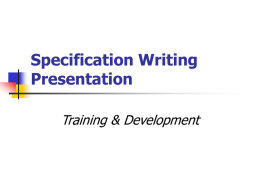 Specification Writing - Department for Education and Child