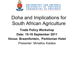 Doha and Implications for South African Agriculture